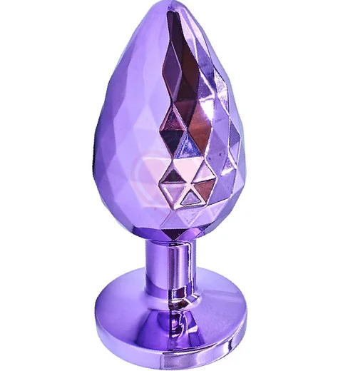 Текстурная алюминиевая анальная пробка Kanikule Large с кристаллом фиолетовая фото 3