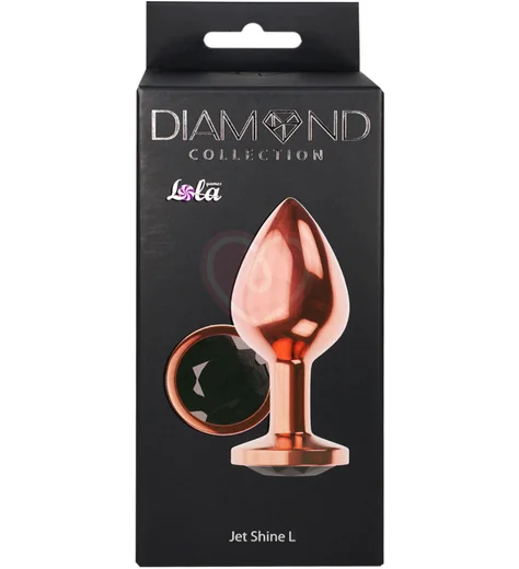 Анальная пробка с чёрным кристаллом Diamond Jet Shine L розовое золото фото 4