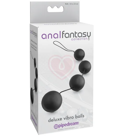 Анальная цепочка со смещённым центром тяжести Deluxe Vibro Balls чёрная фото 2