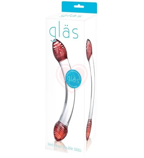 Изогнутый двойного стеклянный фаллос Red Head фото 2