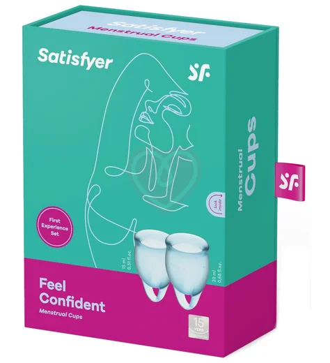 Набор из 2 менструальных чаш с петелькой Satisfyer голубой фото 2