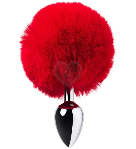 Анальная пробка ToyFa Metal с красным хвостиком фото 2