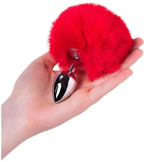 Анальная пробка ToyFa Metal с красным хвостиком фото 3