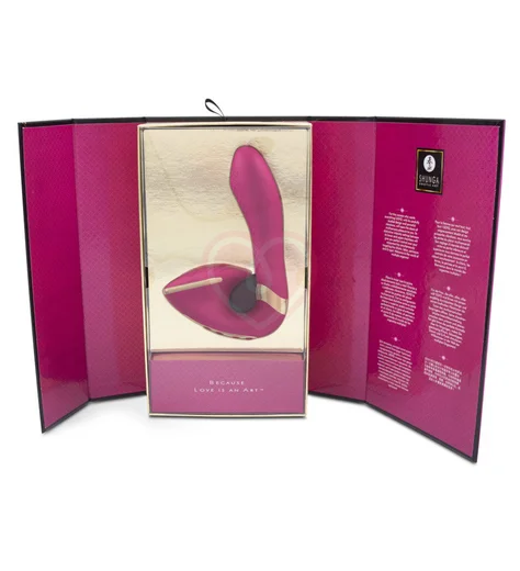 Вибратор с клиторальным кончиком Shunga SOYO малиновый фото 3