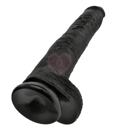 Огромный фаллоимитатор на присоске с мошонкой King Cock with Balls 37 см чёрный фото 3