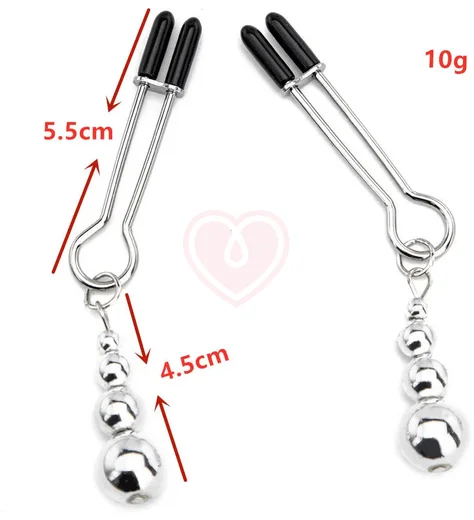 Зажимы на соски с подвесками-бусинами Kanikule серебряного цвета фото 4