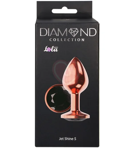 Анальная пробка с чёрным кристаллом Diamond Jet Shine S розовое золото фото 4
