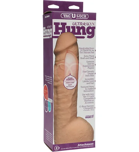 Огромная насадка фаллоимитатор Vac-U-Lock Ultraskyn Hung 32 см телесная фото 4