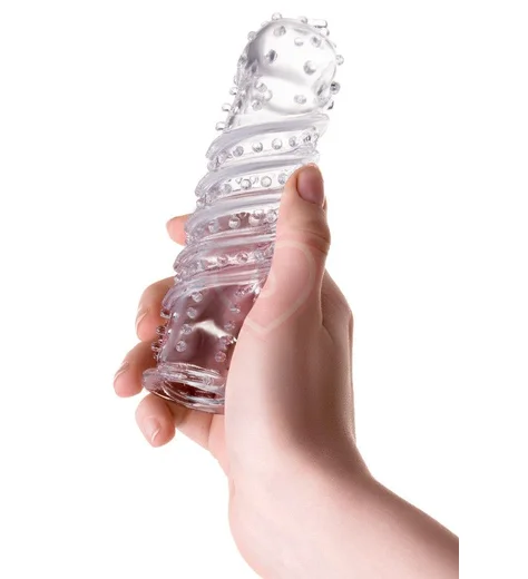 Рельефная стимулирующая насадка на пенис ToyFa A-Toys 15 см фото 2