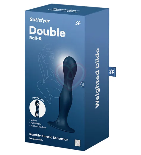 Фаллоимитатор Satisfyer Double Ball-R с внутренними шариками синий фото 3
