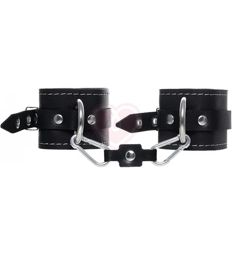 Двухслойные наручники Pecado BDSM с карабинами черные фото 2