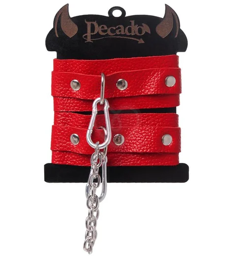 Мини-оковы на ноги со скругленными углами Pecado BDSM красные фото 6