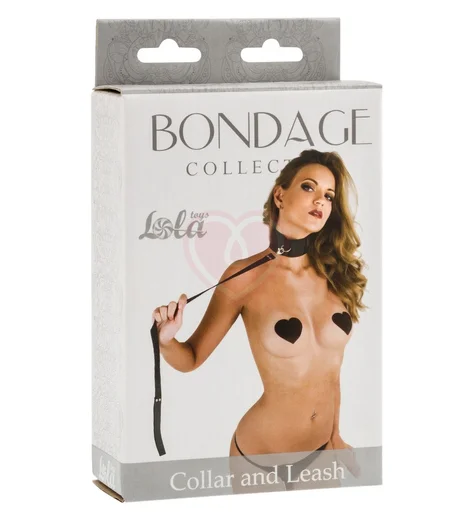 Ошейник с поводком Bondage Collections Collar And Leash Plus Size черный фото 2