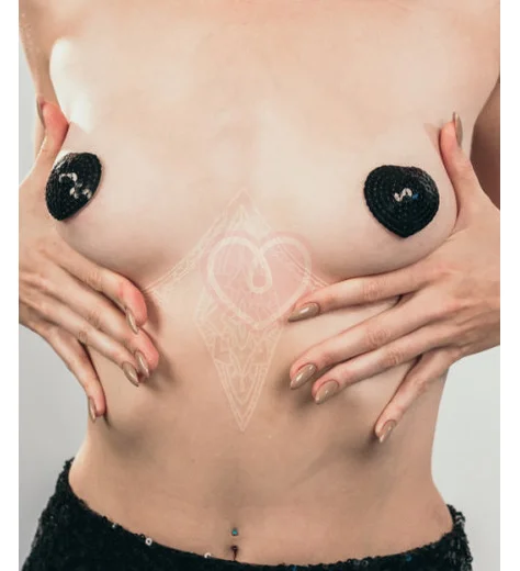 Пэстисы Burlesque Rand сердечки из пайеток чёрные фото 2