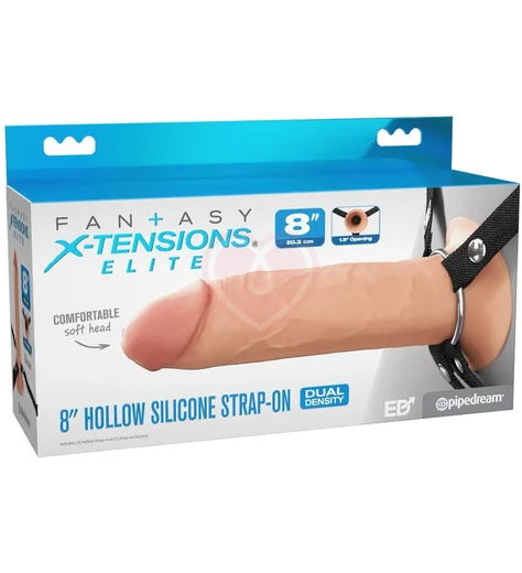 Фаллопротез Hollow Silicone Strap-On 20 см телесный фото 7