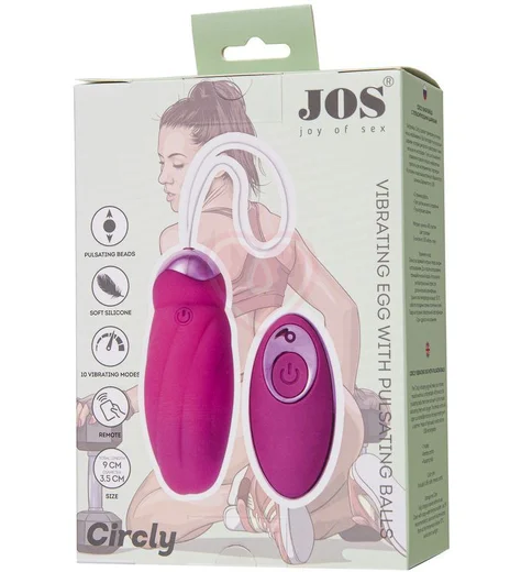 Виброяйцо с пульсирующими шариками и пультом ДУ Jos Circly розовое фото 4