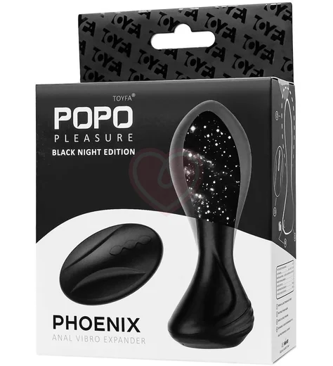 Надувная анальная пробка с вибрацией и пультом ДУ Popo Pleasure Phoenix чёрная фото 12
