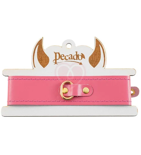 Кожаный ошейник Pecado розовый фото 6