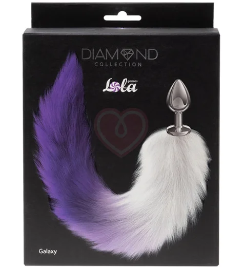 Анальная пробка Diamond Galaxy Purple с фиолетовым хвостом фото 3