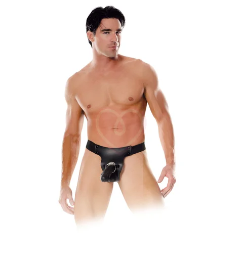 Фаллопротез с кольцом Pipedream Mr. Big Hollow Strap-on 20 см чёрный фото 2