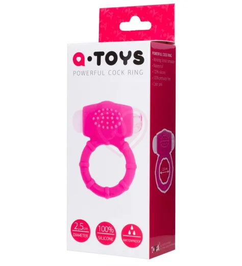 Кольцо эрекционное с вибрацией ToyFa A-Toys розовое фото 4