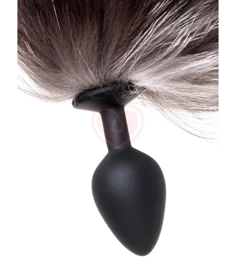 Силиконовая анальная пробка с чёрно-бурым хвостом Popo Pleasure M фото 3