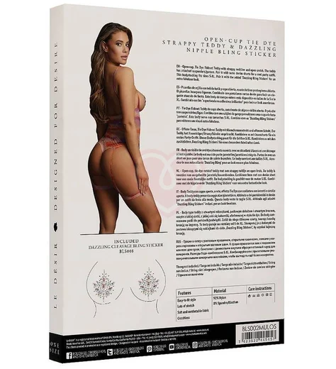 Открытое боди с гартерами и наклейками на соски Le Desir разноцветное фото 9