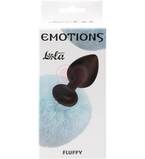 Анальная пробка с меховым хвостом Emotions Fluffy голубая фото 2