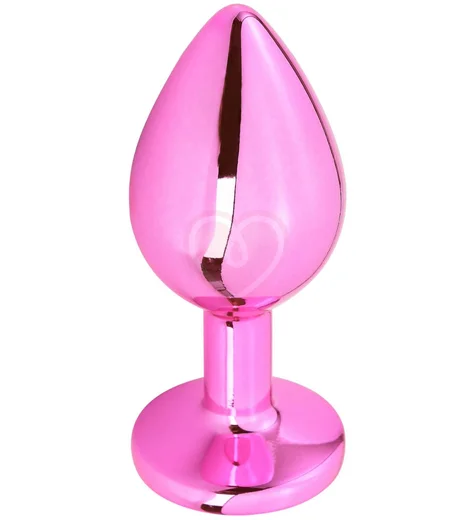 Алюминиевая анальная пробка Kanikule Large с кристаллом розовая фото 4