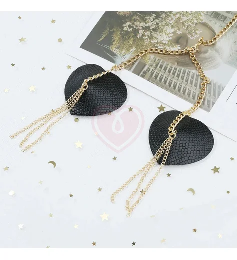 Ошейник с пэстисами на цепочке чёрно-золотой фото 3