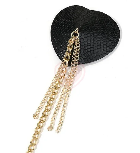 Ошейник с пэстисами на цепочке чёрно-золотой фото 4