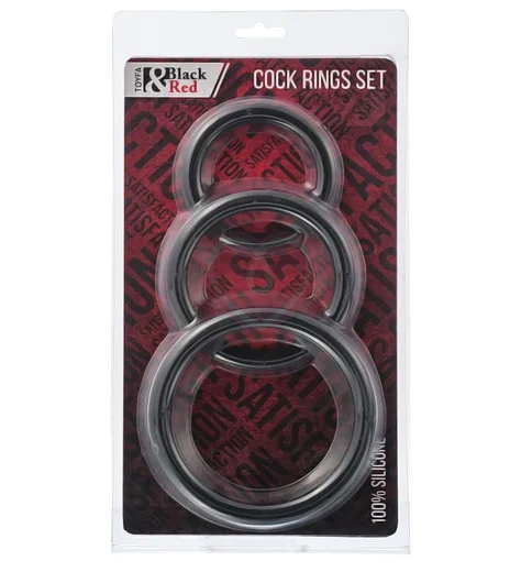 Набор эрекционных колец ToyFa Black&Red чёрный фото 2
