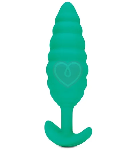 Ребристая вибропробка b-Vibe Twist Texture Plug зелёная фото 2