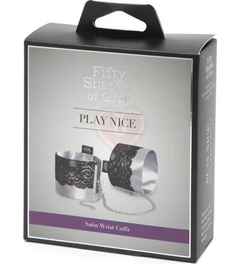 Атласные наручники с кружевом '50 оттенков серого' Play Nice фото 2