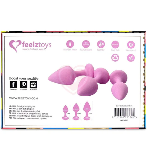 Набор из 3 анальных пробок Bibi Butt Plug Set розовый фото 4