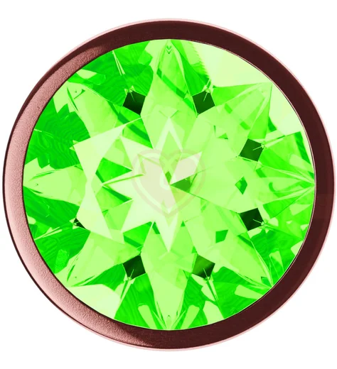 Анальная пробка с зелёным кристаллом Diamond Emerald Shine S розовое золото фото 3