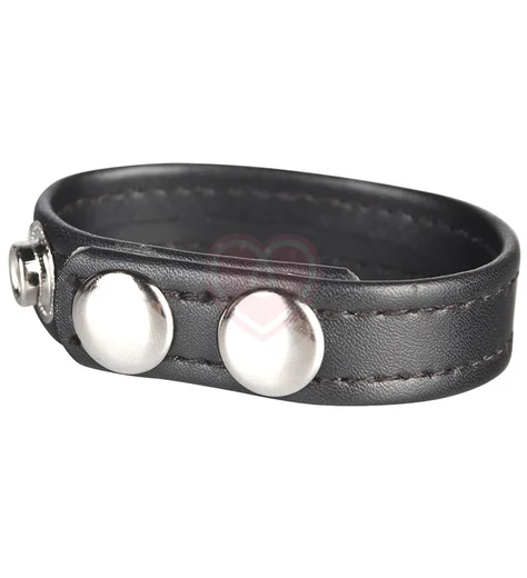 Кожаное кольцо на член на клепках Snap Cock Ring 4 см фото 3