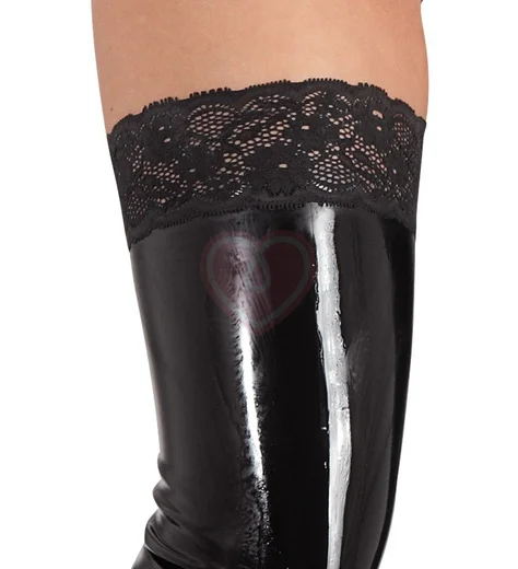 Латексные чулки с кружевом фото 2