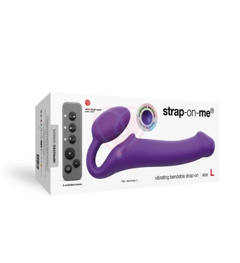 Безремневой страпон с вибрацией и пультом управления Strap-on-me L фиолетовый фото 5