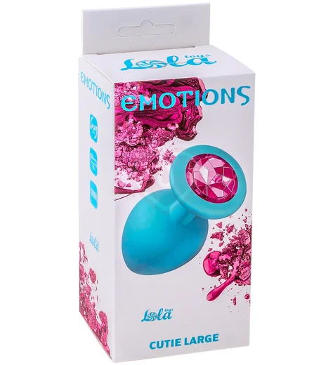 Большая анальная пробка Emotions Cutie Large бирюзовая с розовым кристаллом фото 3