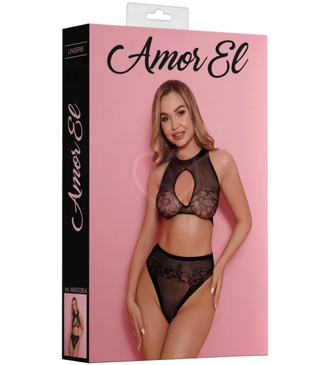 Комплект Amor El из лифа и трусиков с высокой посадкой чёрный фото 3