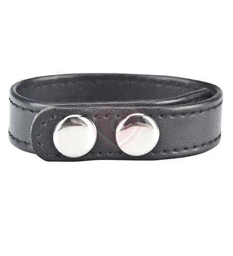 Кожаное кольцо на член на клепках Snap Cock Ring 5 см фото 3