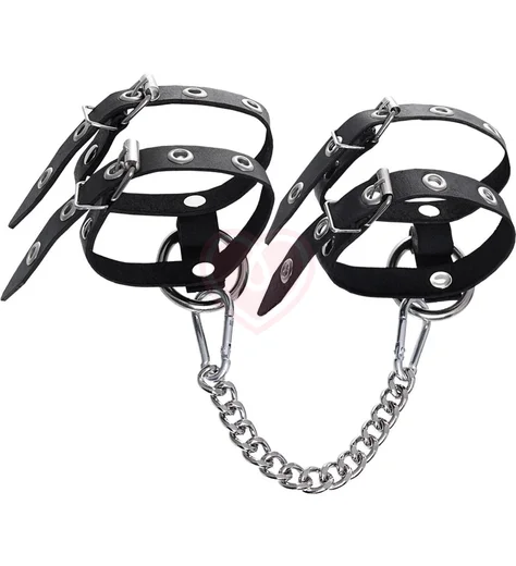 Оковы на ноги из двух ремешков с кольцом Pecado BDSM черные фото 2