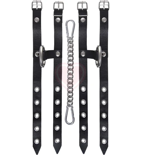 Оковы на ноги из двух ремешков с кольцом Pecado BDSM черные фото 4