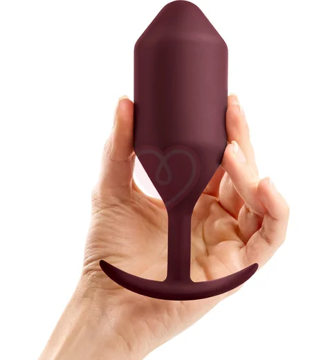 Утяжелённая анальная пробка для ношения b-Vibe Snug Plug 5 большая бордовая фото 2