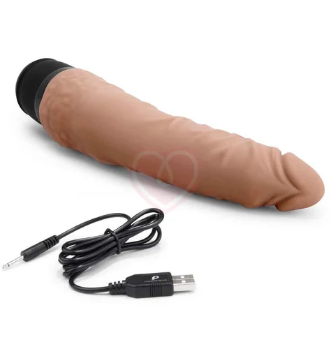 Изогнутый реалистичный вибратор PowerCocks 16 см мокка фото 3