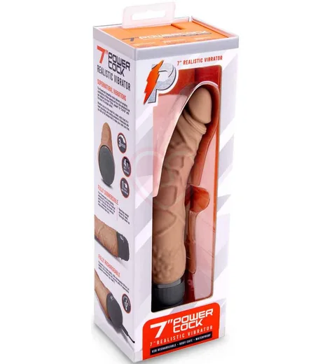 Изогнутый реалистичный вибратор PowerCocks 16 см мокка фото 7