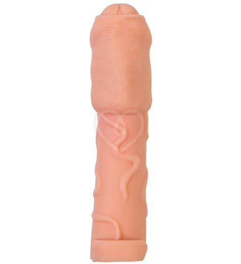 Насадка удлинитель с закрытой головкой и кольцом на мошонку XLover by Toyfa телесная фото 2