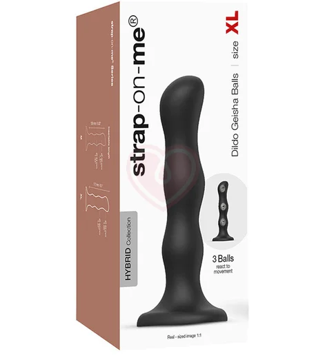 Фаллоимитатор с шариками Strap-On-Me Dildo Geisha Ball размер XL 17,7 см чёрный фото 3