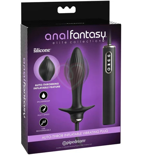 Надувная анальная пробка с вибрацией Auto-Throb черная фото 5
